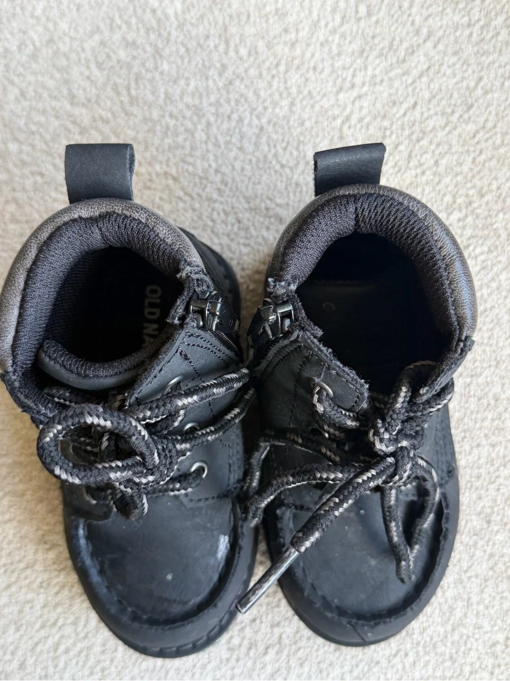Black Kids Lace-Up Outdoor Boots